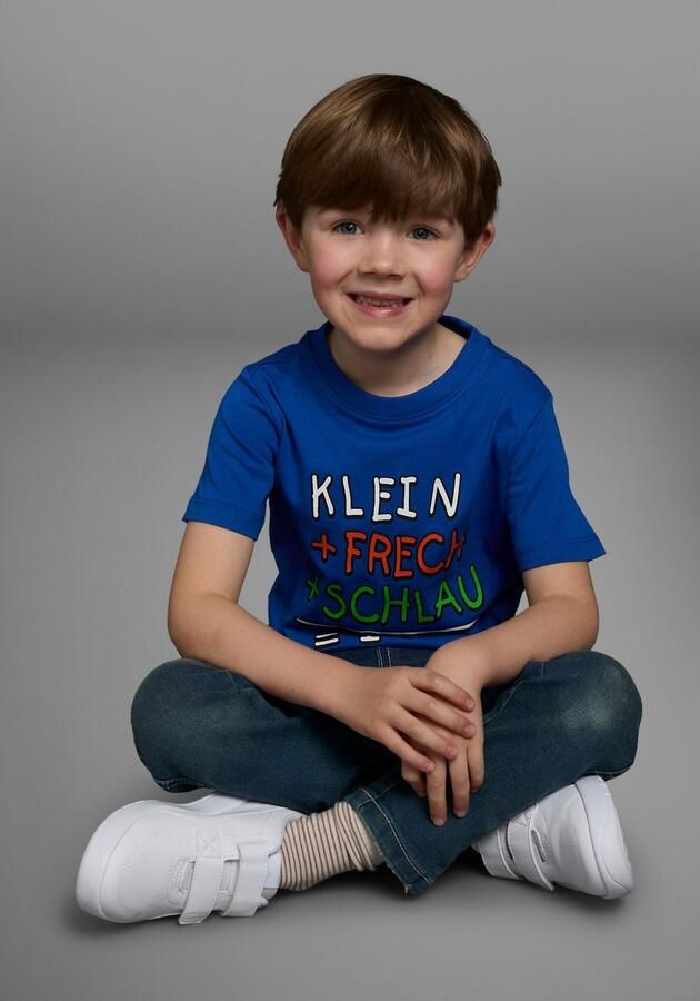 KIDSWORLD T-shirt Met spreuk: KLEIN+FRECH+SCHLAU... Korte mouwen basic pasvorm bedrukt ronde hals - Foto 6