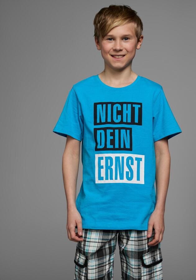KIDSWORLD T-shirt Met spreuk: NICHT DEIN ERNST Korte mouwen basic pasvorm met trendy opdruk - Foto 5