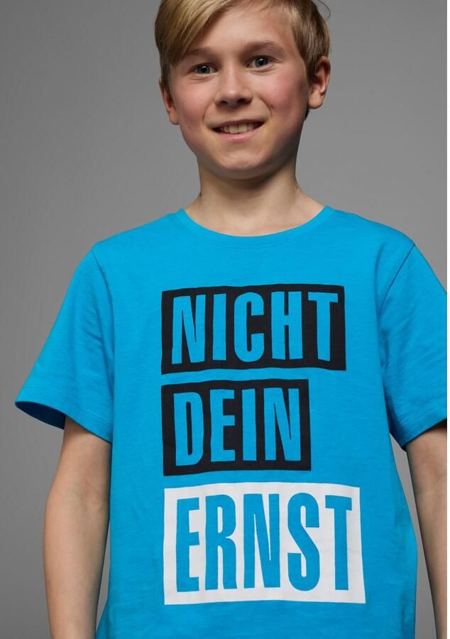 KIDSWORLD T-shirt Met spreuk: NICHT DEIN ERNST Korte mouwen basic pasvorm met trendy opdruk - Foto 4