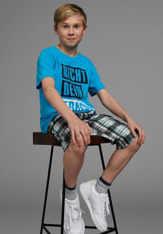 KIDSWORLD T-shirt Met spreuk: NICHT DEIN ERNST Korte mouwen basic pasvorm met trendy opdruk - Foto 7