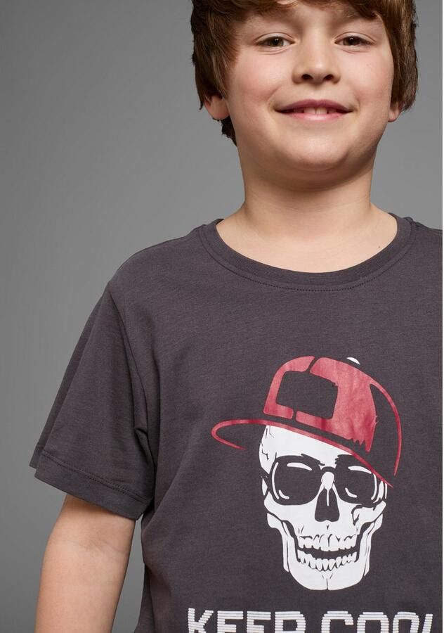 KIDSWORLD T-shirt Met spreuk-print: KEEP COOL... korte mouwen basic gesneden ronde hals van katoen - Foto 4