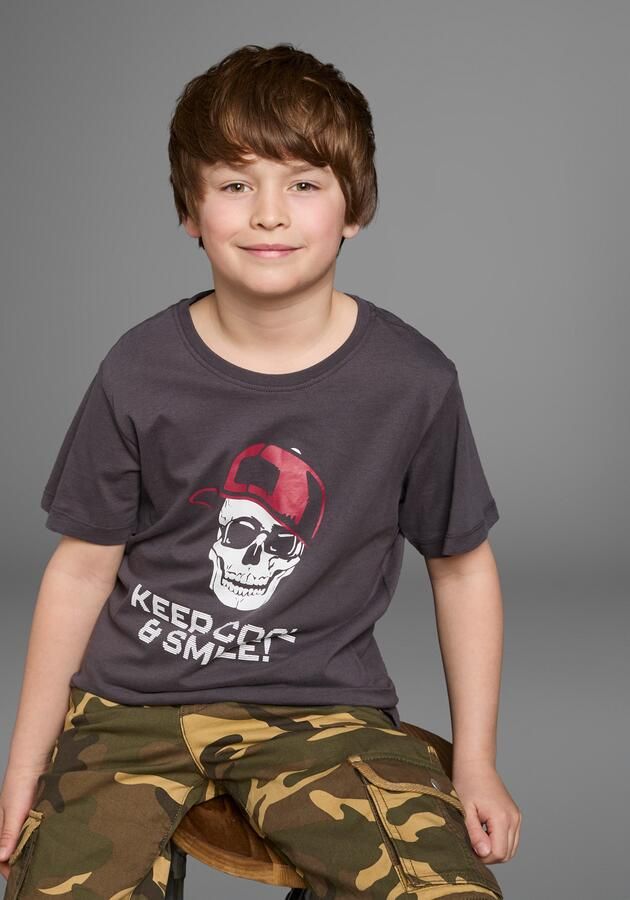 KIDSWORLD T-shirt Met spreuk-print: KEEP COOL... korte mouwen basic gesneden ronde hals van katoen - Foto 5