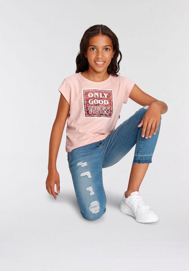 KIDSWORLD T-shirt ONLY GOOD VIBES Print Korte mouwen rechte pasvorm met vrolijke uitspraken en tekst - Foto 5