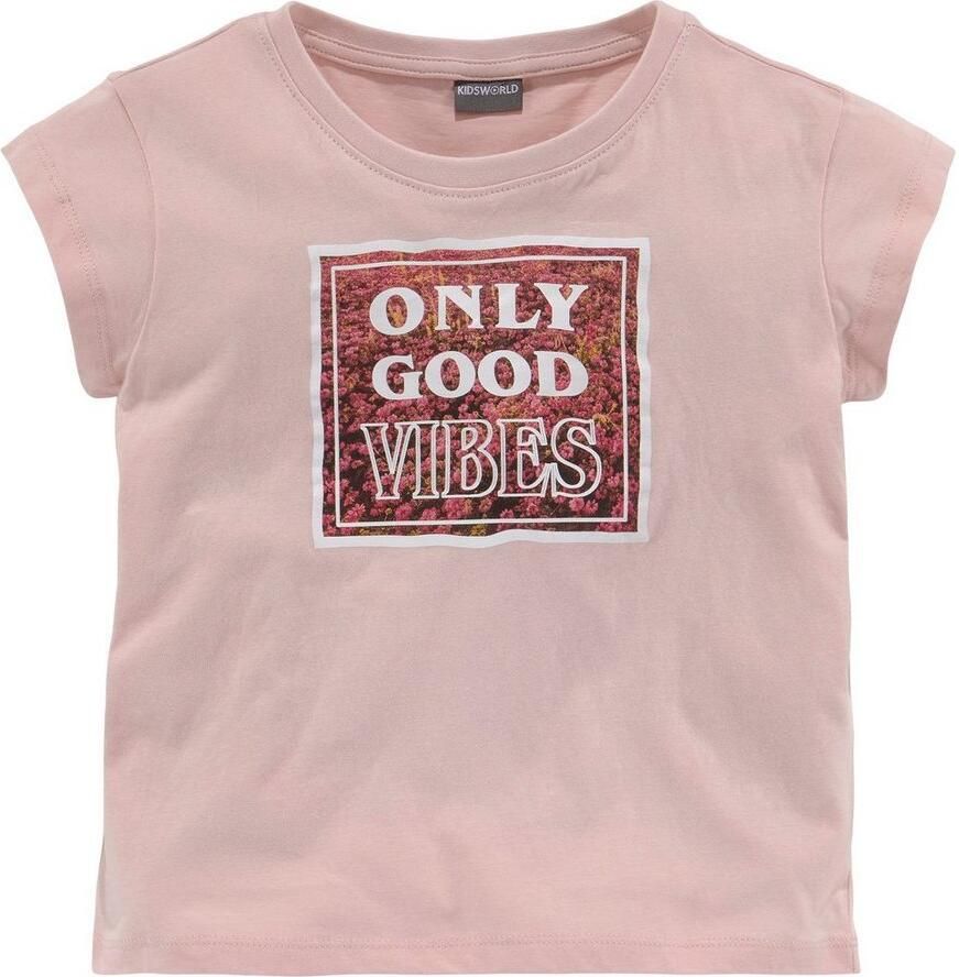 KIDSWORLD T-shirt ONLY GOOD VIBES Print Korte mouwen rechte pasvorm met vrolijke uitspraken en tekst