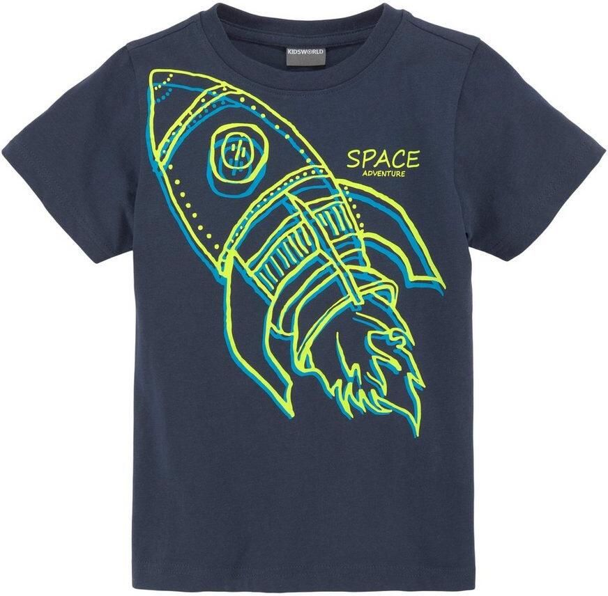 KIDSWORLD T-shirt Raket Korte mouwen basic pasvorm met trendy print ronde hals