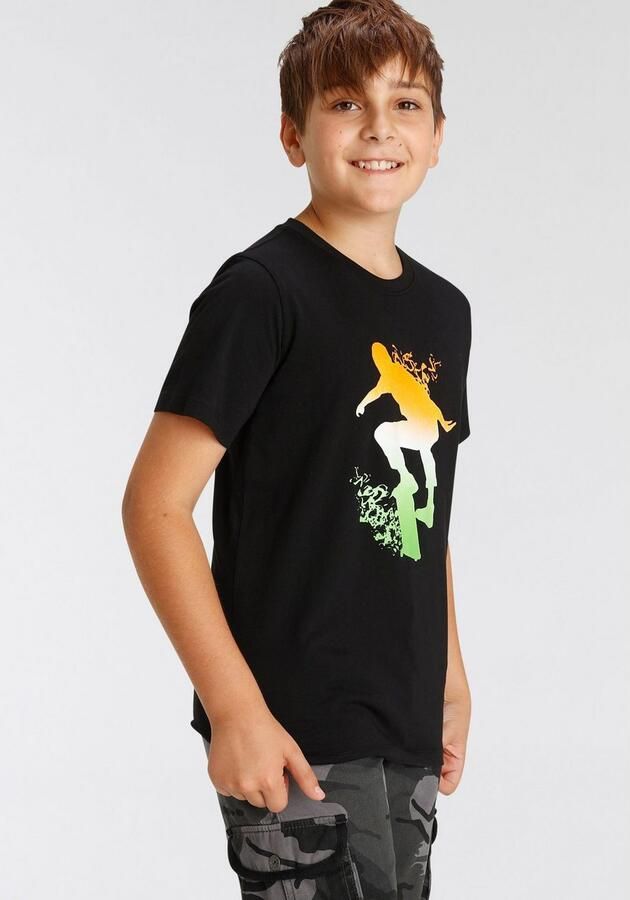 KIDSWORLD T-shirt Skating Print Korte mouwen basic pasvorm bedrukt ronde hals - Foto 4