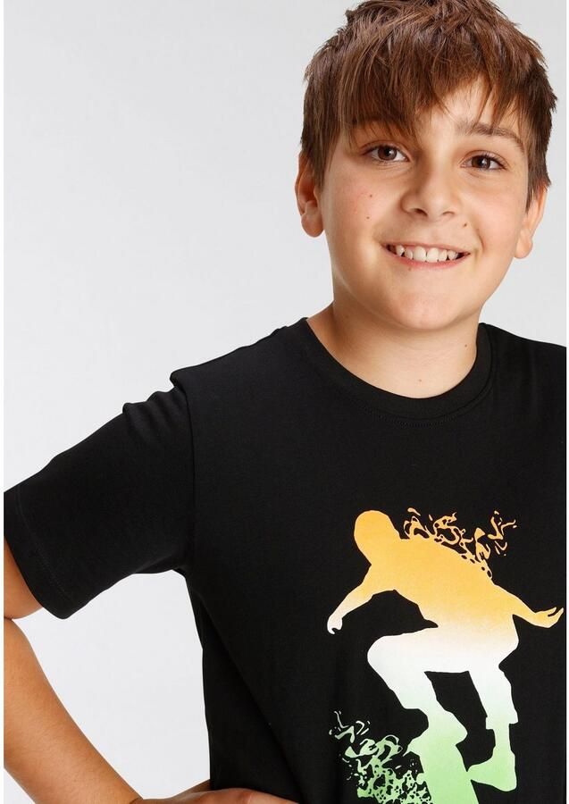 KIDSWORLD T-shirt Skating Print Korte mouwen basic pasvorm bedrukt ronde hals - Foto 3