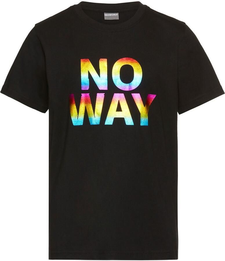 KIDSWORLD T-shirt Spreukshirt: NO WAY met coole folieprint