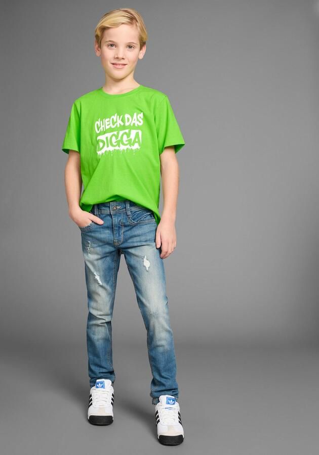 KIDSWORLD T-shirt Sprücheshirt: CHECK DAS DIGGA Korte mouwen basic pasvorm bedrukt ronde hals - Foto 5