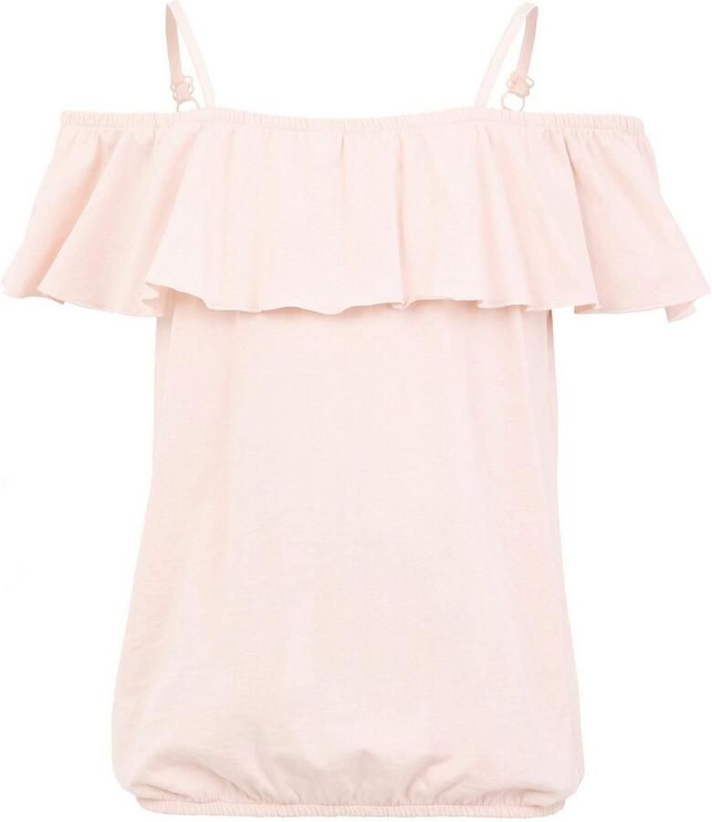 KIDSWORLD T-shirt Volant-Shirt Korte mouwen wijde pasvorm carmenhals van jersey stof