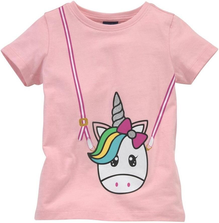KIDSWORLD T-shirt Voor kleine meisjes Korte mouwen basic gesneden pasvorm met glinsterende details en print - Foto 8