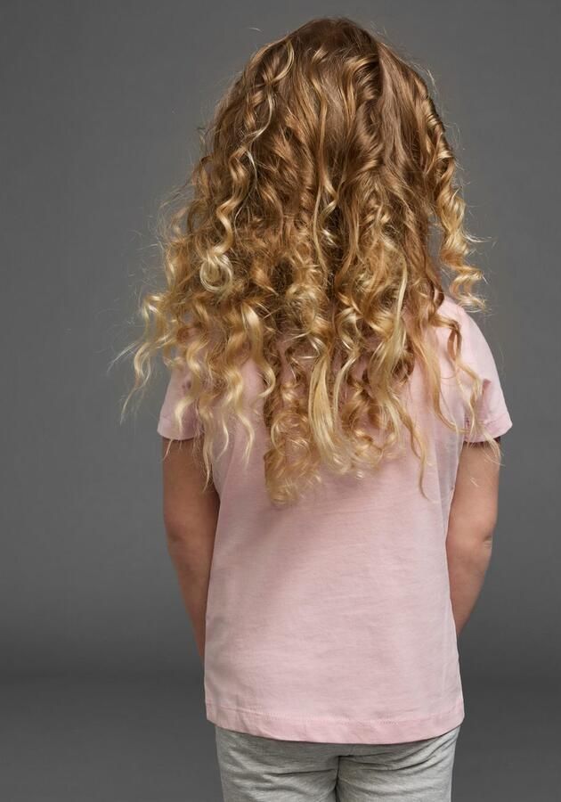 KIDSWORLD T-shirt Voor kleine meisjes Korte mouwen basic gesneden pasvorm met glinsterende details en print - Foto 5