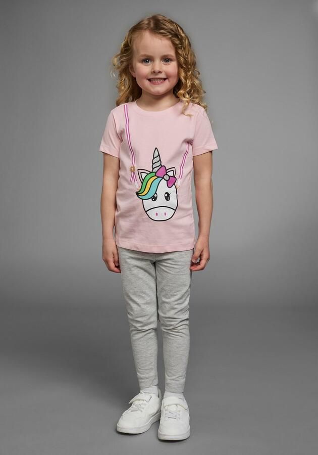 KIDSWORLD T-shirt Voor kleine meisjes Korte mouwen basic gesneden pasvorm met glinsterende details en print - Foto 6