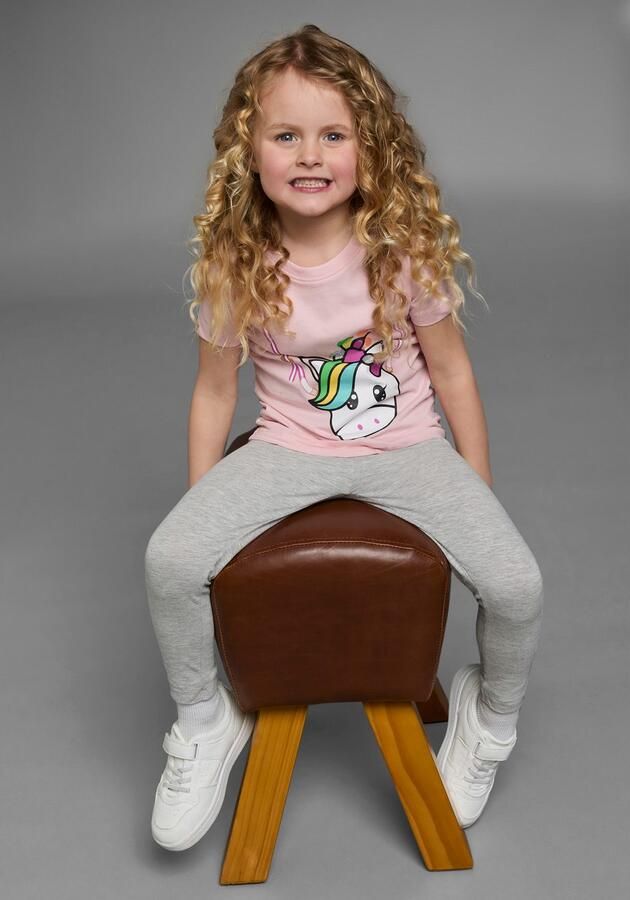 KIDSWORLD T-shirt Voor kleine meisjes Korte mouwen basic gesneden pasvorm met glinsterende details en print - Foto 7