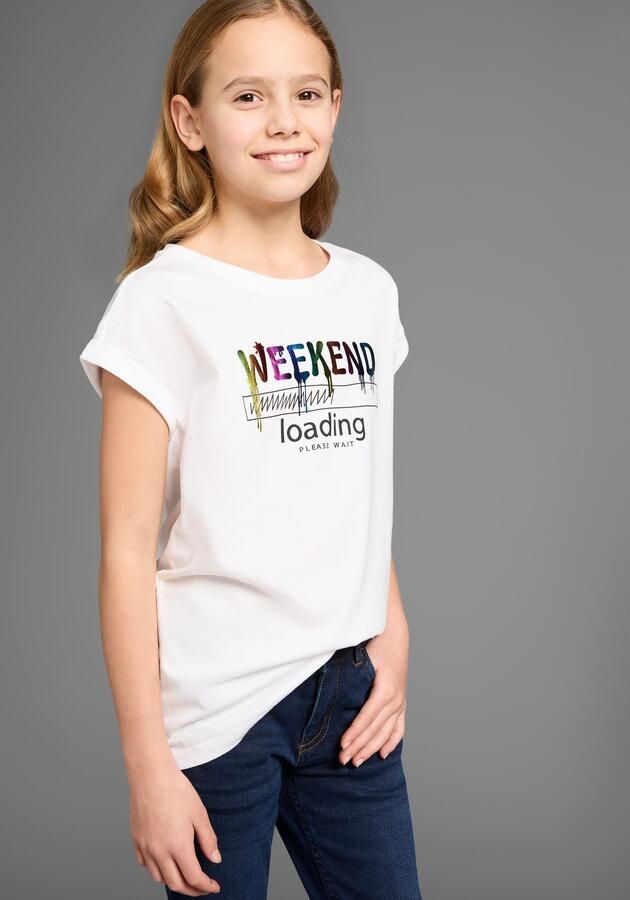 KIDSWORLD T-shirt WEEKEND loading...please wait Korte mouwen wijde pasvorm bedrukt uiterlijk ronde hals - Foto 7