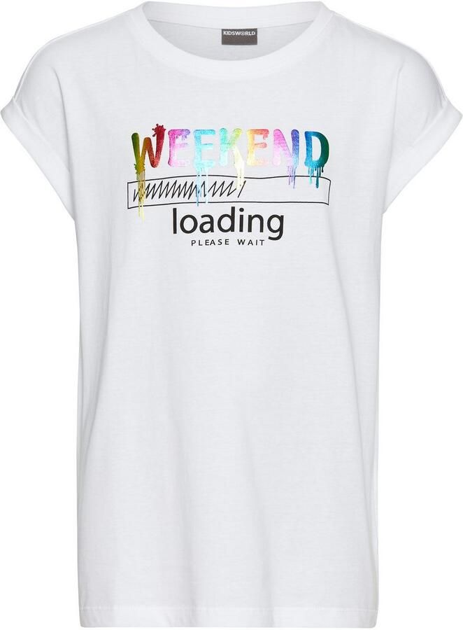 KIDSWORLD T-shirt WEEKEND loading...please wait Korte mouwen wijde pasvorm bedrukt uiterlijk ronde hals - Foto 2