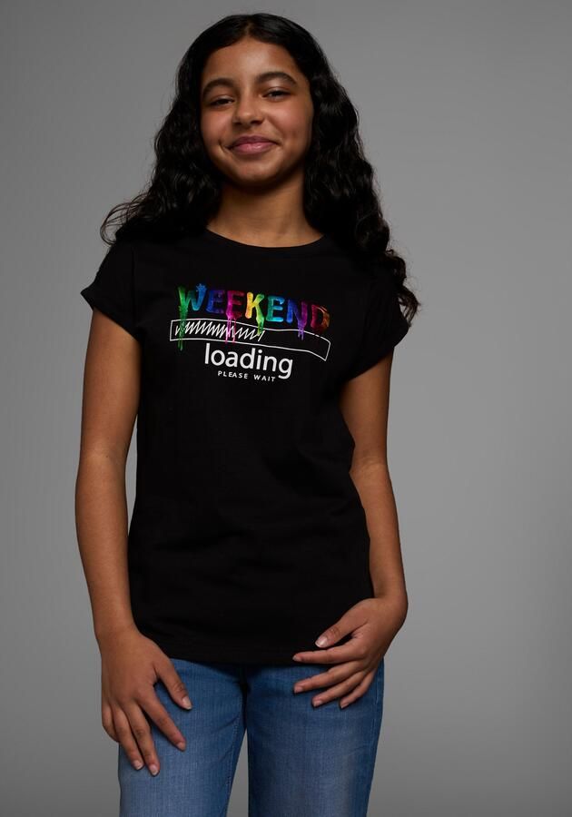 KIDSWORLD T-shirt WEEKEND loading...please wait Korte mouwen wijde pasvorm bedrukt uiterlijk ronde hals - Foto 4