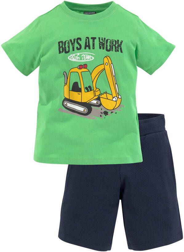 KIDSWORLD Shirt & short BOYS AT WORK (voordeelset 2-delig T-shirt+sweatbermuda)