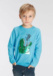KIDSWORLD Shirt met lange mouwen Met dinosaurusmotief van omkeerbare pailletten
