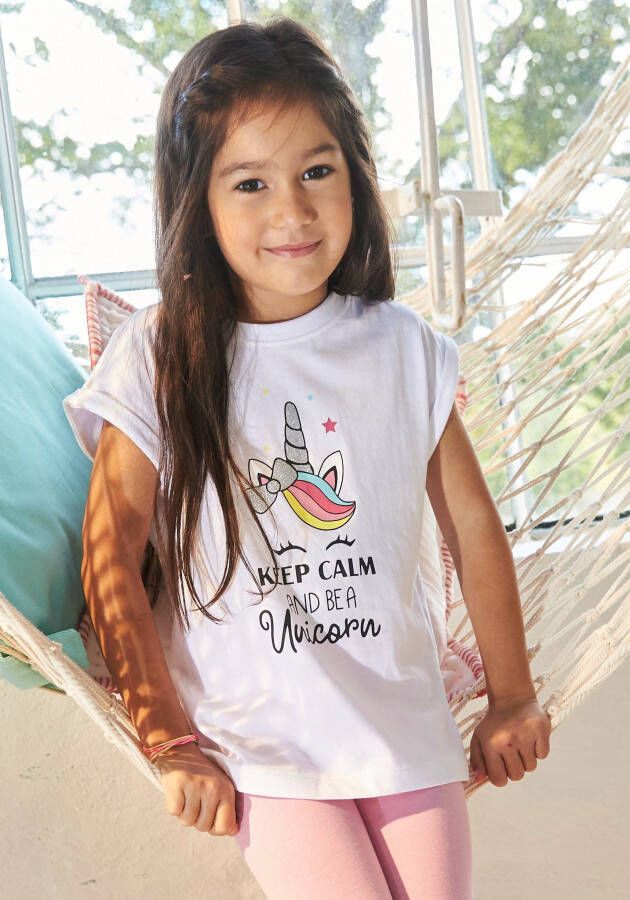 KIDSWORLD T-shirt Keep calm and be a unicorn met schattig eenhoornmotief