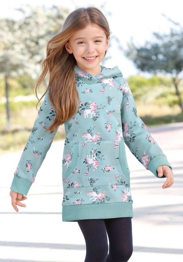 KIDSWORLD Sweatjurk Eenhoorn tot halverwege de bovenbenen meisjesachtige stijl