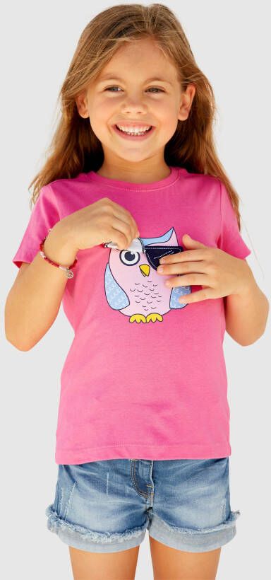 KIDSWORLD T-shirt met uilenprint en beweegbare applicatie