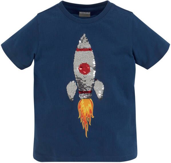 KIDSWORLD T-shirt Raket van omkeerbare pailletten