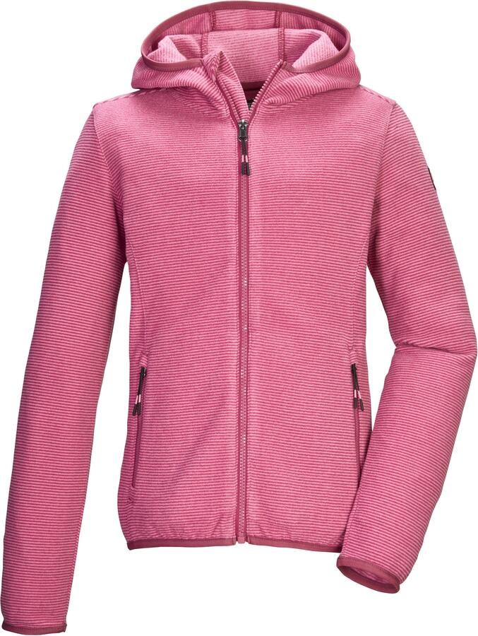 Killtec Fleecejack KOW 245 GRLS FLC JCKT Gestreepte fleecejack met capuchon kinbescherming en elastische chetten - Foto 2