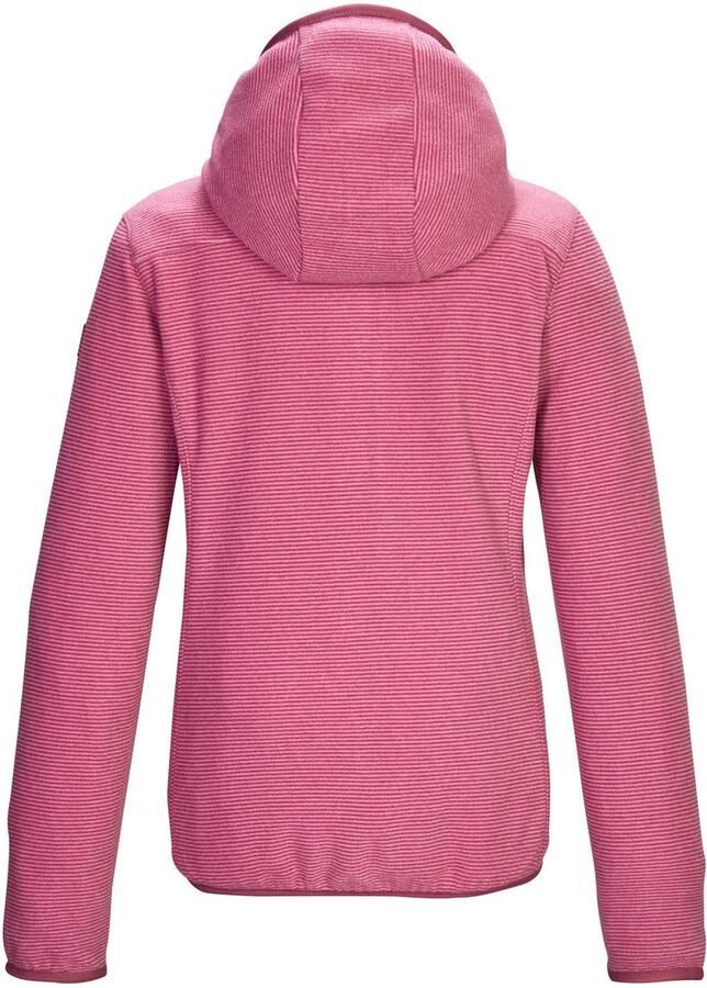 Killtec Fleecejack KOW 245 GRLS FLC JCKT Gestreepte fleecejack met capuchon kinbescherming en elastische chetten