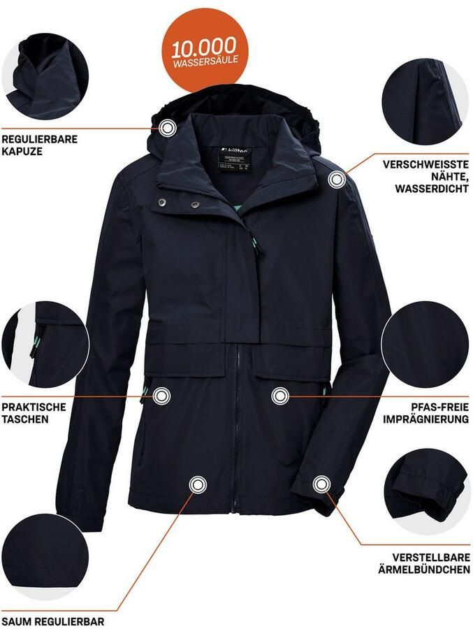 Killtec Functioneel jack KOS 149 GRLS JCKT verstelbare capuchon wind- en waterdicht pfas-vrij geïmpregneerd - Foto 2