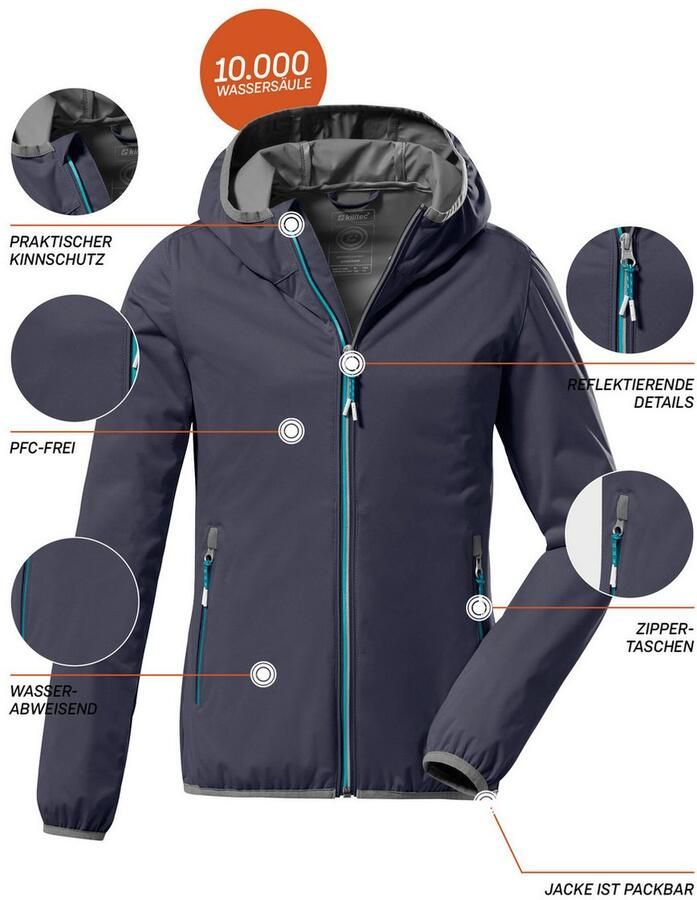 Killtec Functioneel jack KOS 164 GRLS JCKT Ultralichte waterafstotende meisjesjas opvouwbaar reflecterend - Foto 2