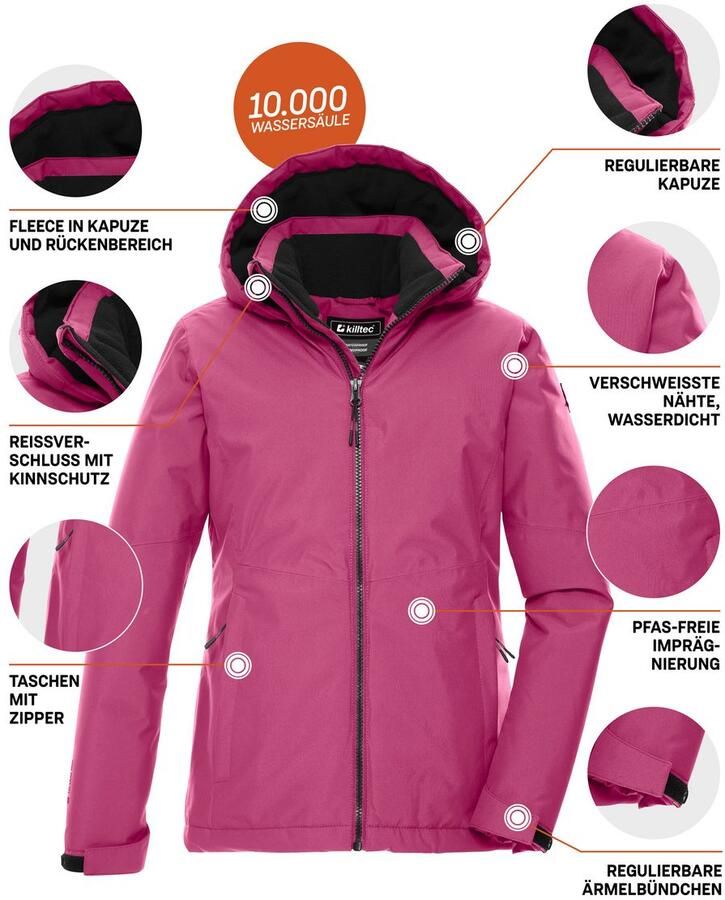 Killtec Functioneel jack KOW 217 GRLS JCKT Wind- en waterdichte kinderjas met fleece en verstelbare capuchon