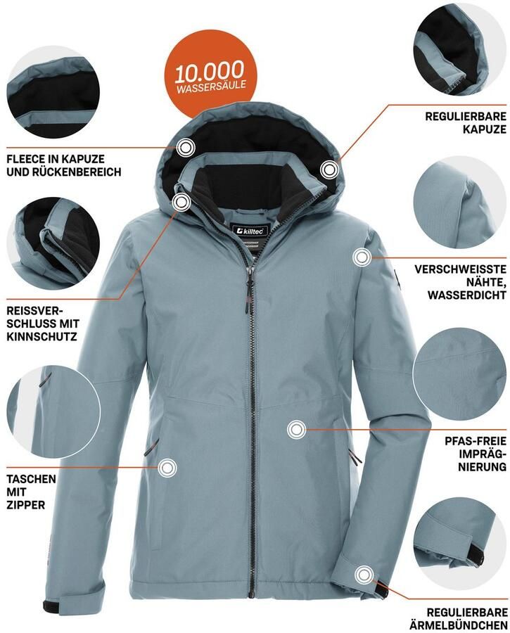 Killtec Functioneel jack KOW 217 GRLS JCKT Wind- en waterdichte kinderjas met fleece en verstelbare capuchon