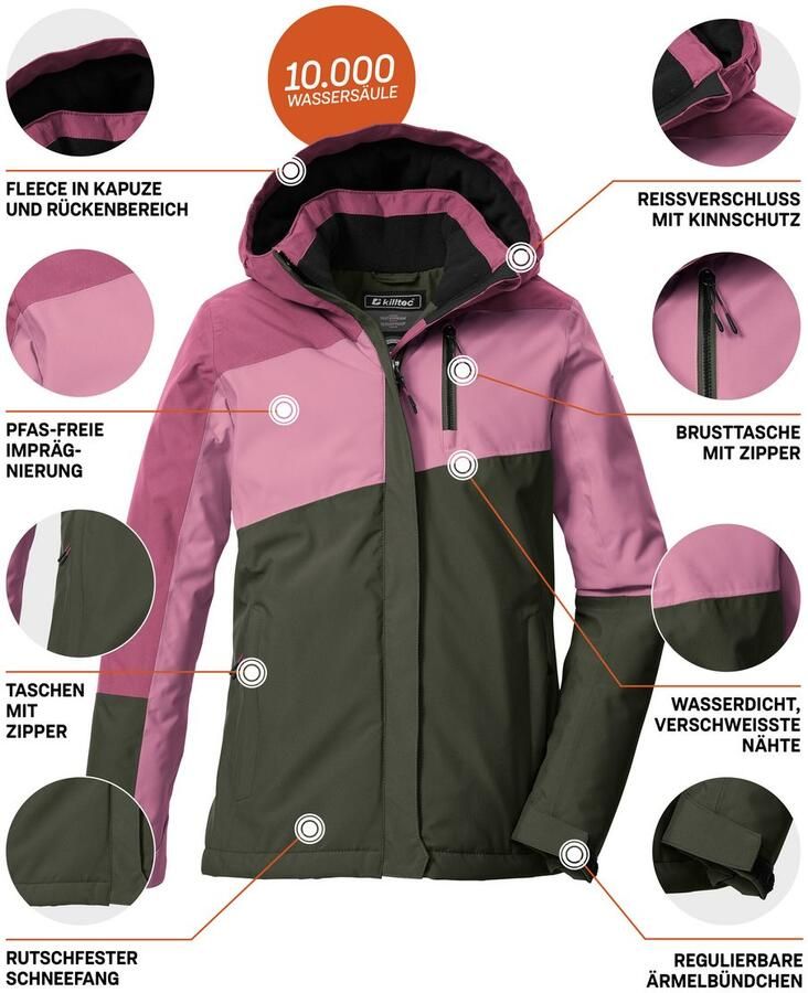 Killtec Functioneel jack KOW 218 GRLS JCKT Winddichte waterdichte kinderjas met verstelbare capuchon - Foto 2