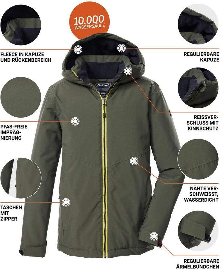Killtec Functioneel jack KOW 221 BYS JCKT Wind- en waterdichte kinderjas met verstelbare capuchon