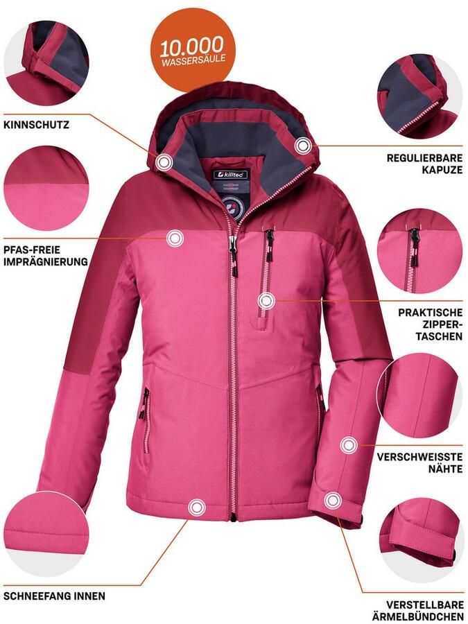 Killtec Functioneel jack KOW 353 GRLS JCKT Waterdichte meisjesjas met capuchon sneeuwvanger en fleece-inzet - Foto 2