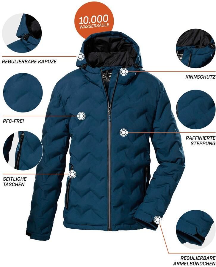 Killtec Gewatteerde jas KOW 119 MN QLTD JCKT Water- en windafstotende jas met verstelbare capuchon