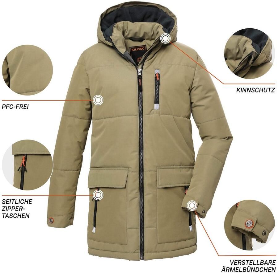 Killtec Gewatteerde jas KOW 135 BYS QLTD PRK Lange ade de parka met verstelbare capuchon en zakken