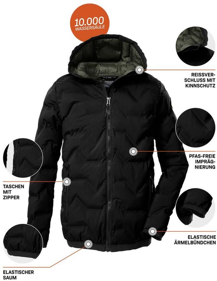 Killtec Gewatteerde jas KOW 229 BYS QLTD JCKT Winddichte waterafstotende kinderjas met 10.000 mm waterkolom