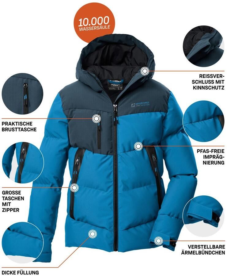 Killtec Gewatteerde jas KOW 230 BYS QLTD JCKT Winddichte waterafstotende kinderjas met verstelbare chetten