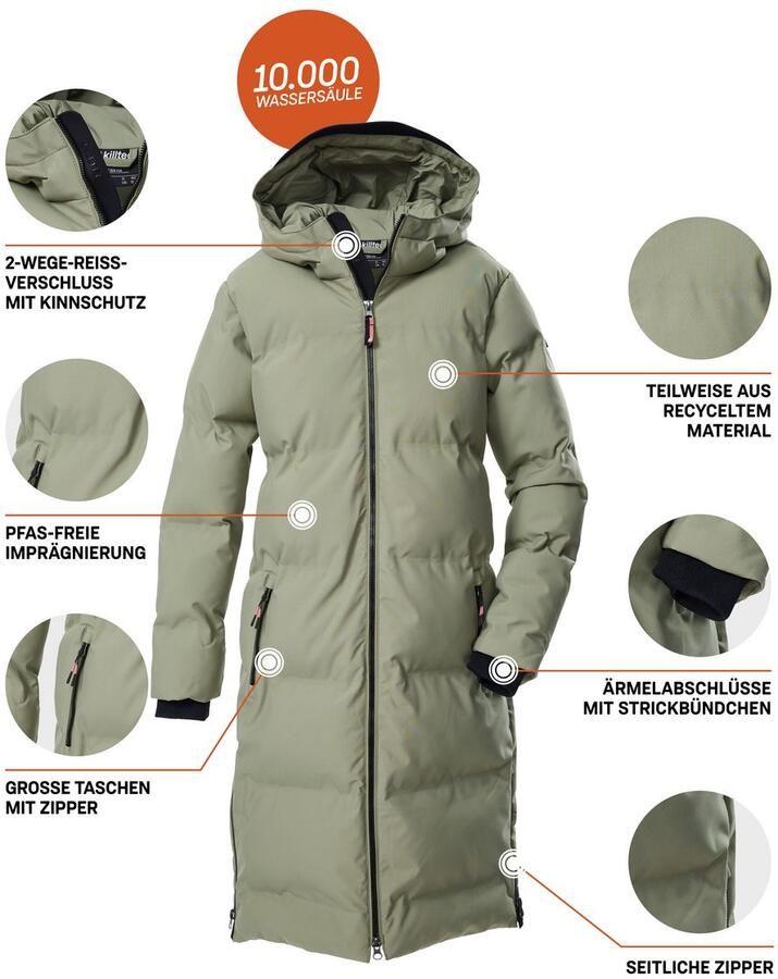 Killtec Gewatteerde jas KOW 237 GRLS QLTD CT Winddichte waterafstotende kinder tel reflecterende ele ten