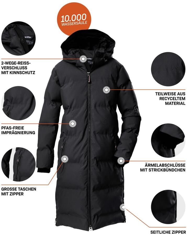 Killtec Gewatteerde jas KOW 237 GRLS QLTD CT Winddichte waterafstotende kinder tel reflecterende ele ten