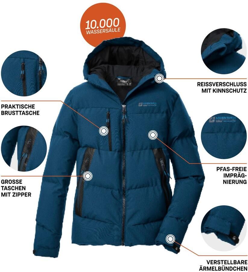 Killtec Gewatteerde jas KOW 239 BYS QLTD JCKT Winddichte waterafstotende kinderjas met verstelbare chetten