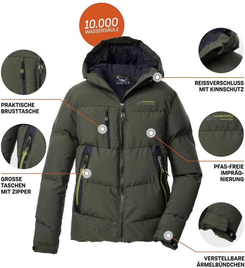 Killtec Gewatteerde jas KOW 239 BYS QLTD JCKT Winddichte waterafstotende kinderjas met verstelbare chetten