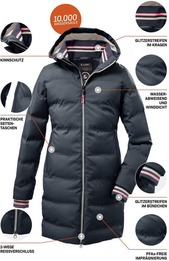 Killtec Gewatteerde jas KOW 33 GRLS QLTD CT Lang gesneden meisjes gewatteerde jas waterafstotend ademend - Foto 2