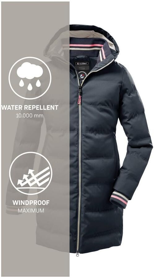 Killtec Gewatteerde jas KOW 33 GRLS QLTD CT Lang gesneden meisjes gewatteerde jas waterafstotend ademend - Foto 3
