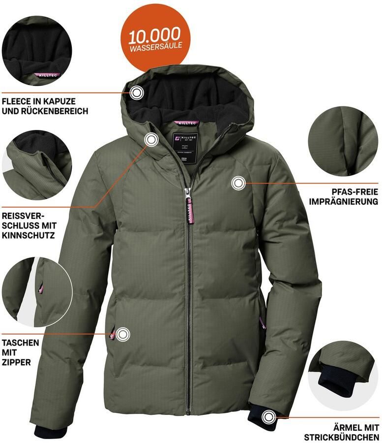Killtec Gewatteerde jas KOW 357 GRLS QLTD JCKT Waterafstotende meisjesjas met capuchon ademend warm