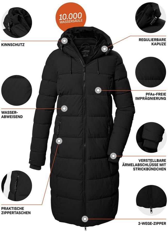 Killtec Gewatteerde jas KOW 56 WMN QLTD CT Winddichte waterafstotende winterjas met verstelbare capuchon