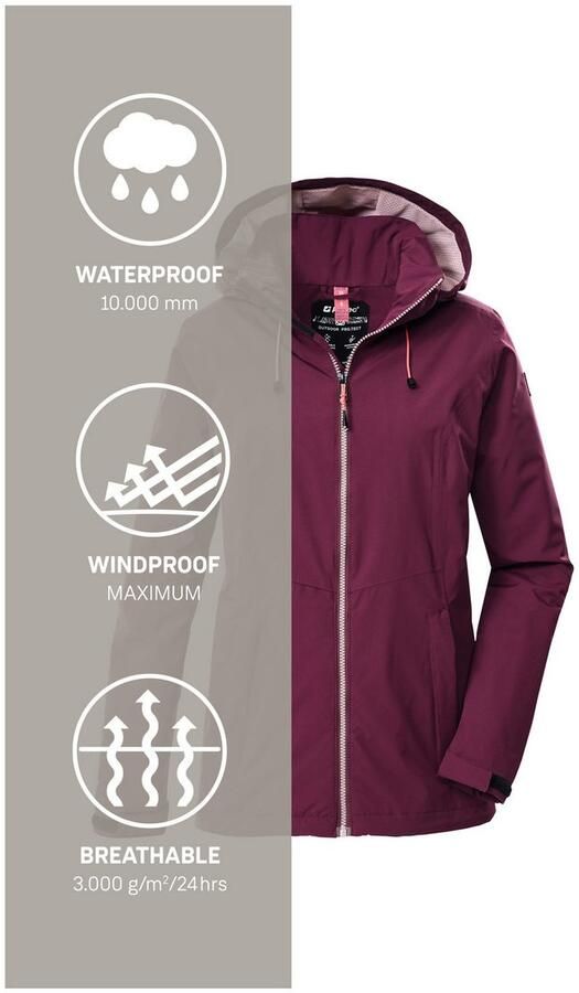Killtec Outdoorjack Dames regenjas OOKS 1 Lichte water- en winddichte jas ademend afneembare capuchon - Foto 5