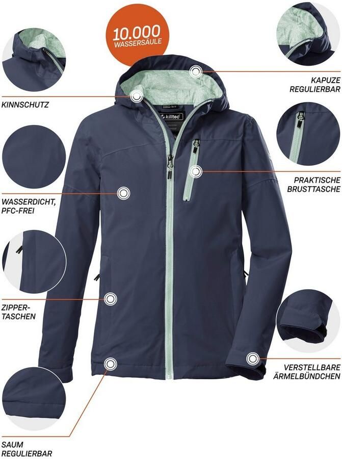Killtec Outdoorjack KOS 208 GRLS JCKT Waterdichte kinderjas verstelbaar ritszakken kinbescherming - Foto 2